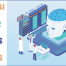 Scientists in white lab coats inspecting an artificial brain. Title says How can AI and ML boost AR and VR? Examples from 5 sectors.